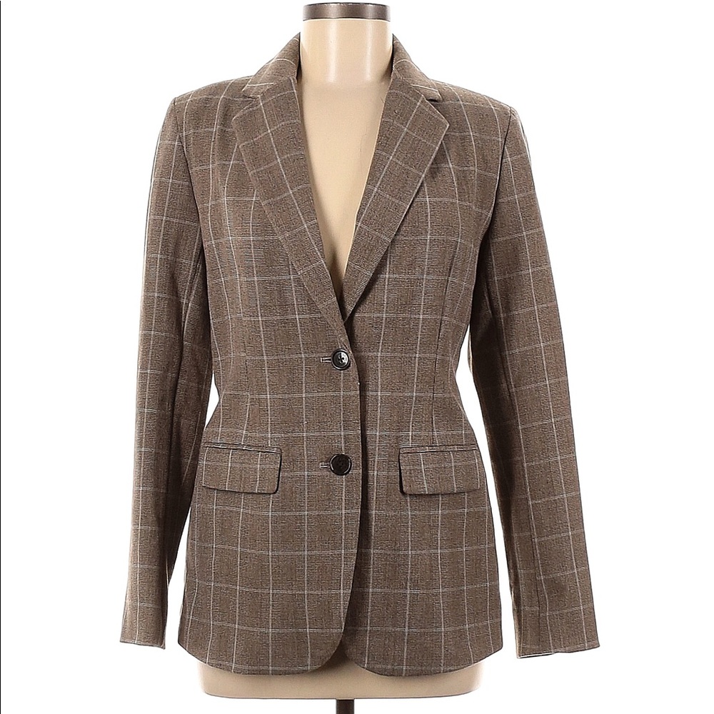 A New Day/Target Glen Plaid Single Breasted Nipped Waist Blazer - brown